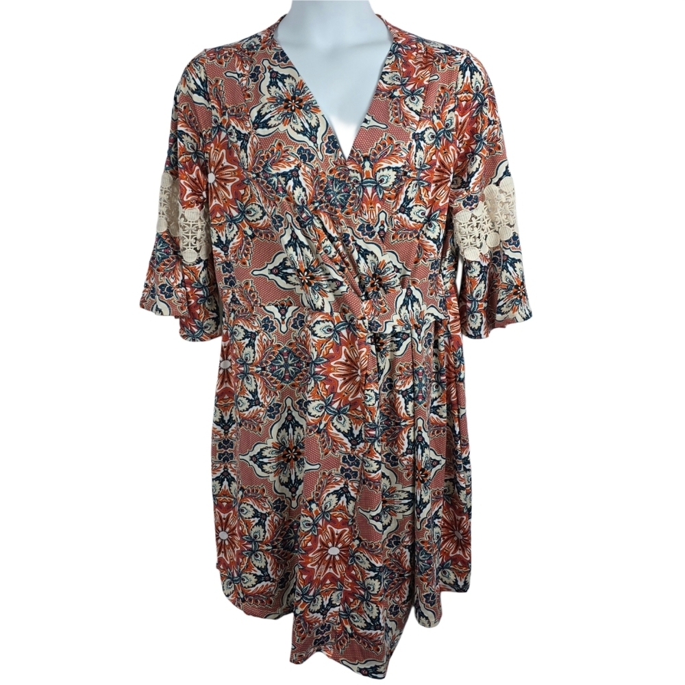 NY Collection Petite Plus Faux Wrap Midi Dress